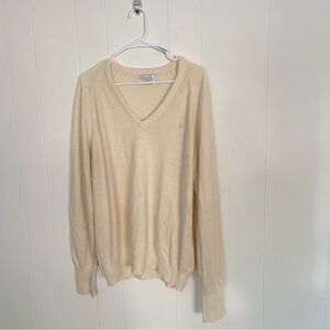 Christian Dior Soft Cream Knit Men’s Sweater Size Large V Neck